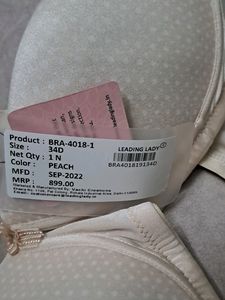 LEADINGLADY Padded Bra 34 D