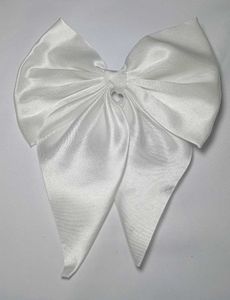 White and Black Satin Bow Hair Clip