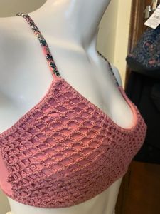 Pink Crochet Halter Bikini Top 🎀