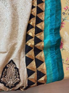 Jacquard Saree with Teal Border