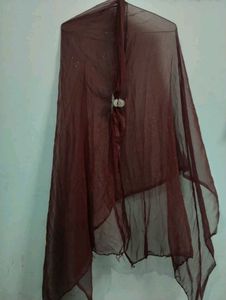 Elegant Maroon Dupatta with Embellishments