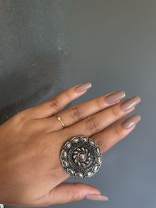 Oxidized Silver Statement Ring