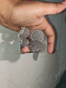 Oxidised Silver Jhumka &amp; Stud Earrings Set