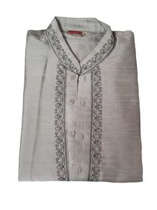 Best offer Elegant Silver Silk Kurta Set