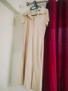 NEW ME Beige Striped Button-Up Shirt