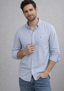Classic Light Blue Dotted Button-Down Shirt
