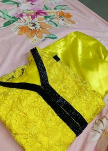 Yellow Net Plazo Suit
