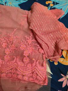 Elegant Pink Embroidered Saree