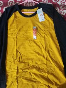 Yellow &amp; Navy Raglan Long Sleeve Top
