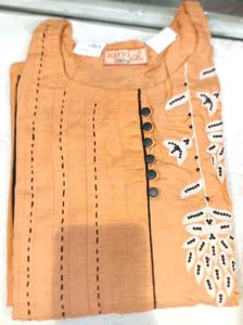 New Orange Embroidered Kurta