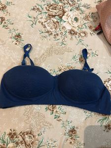 Navy Blue Padded Strapless Bra- 38 B