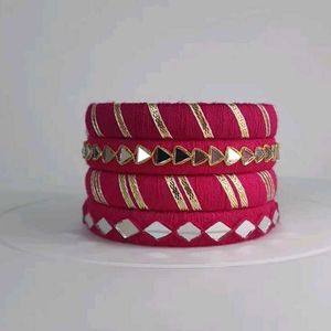 Yellow Thread Bangles (Set of 4)💛🧡🩷🩵