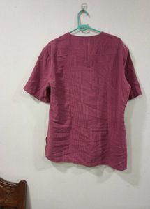 Stylish Pink Textured Button-Up Shirt
