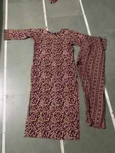 Maroon Printed Kurta