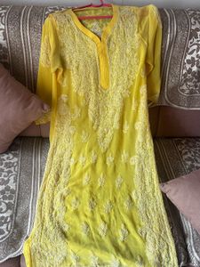 Vibrant Yellow Embroidered Kurta with Dupatta