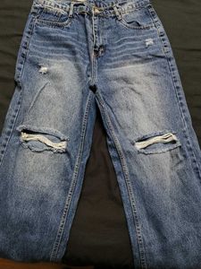 Trendy Ripped Blue Denim Jeans