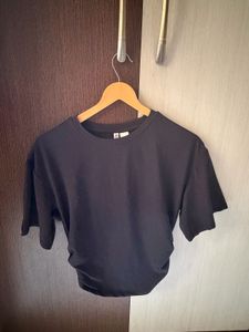 Black Ruched Sleeve Top