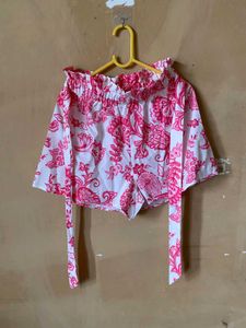 Pink Paisley Print Shorts