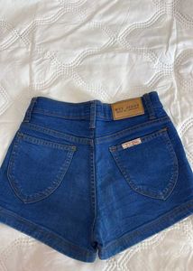 High Waisted Button Fly Denim Shorts