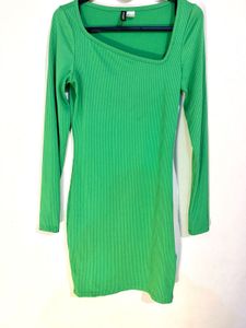 H&amp;M Ribbed Asymmetrical Neck Mini Dress