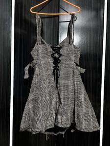 Plaid Strap Dress with Buckle Detail