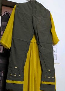 Mustard Embroidered Kurta Dress