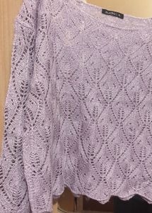 Cropped Lace Knit Sweater