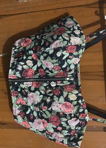 Floral Corset Top with Zipper