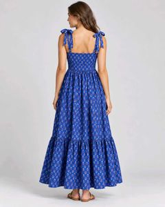 Blue Floral Tiered Maxi Dress