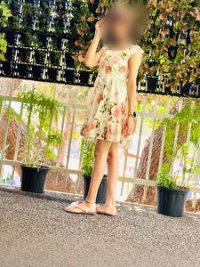 Floral Print Midi Dress with Lace Details