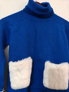 imported Blue Turtleneck Sweater