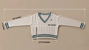 CREAM CABLE KNIT V-NECK CROPPED SWEATER