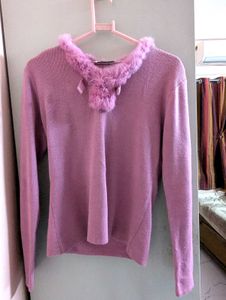 VINTAGE TOMBAO Pink Chic Fur Trim Sweater🌸🌸