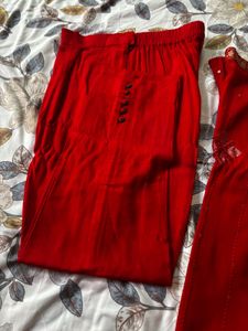 Elegant Red Kurta Set with Embellishments