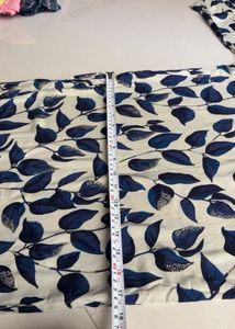 Cream Kurta with Blue Leaf Print