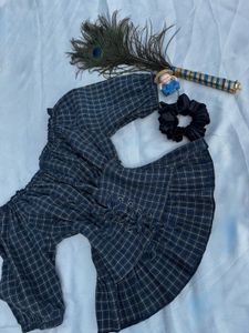 Midnight plaid corset crop top