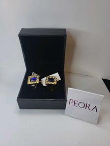 PEORA Square Blue & Gold Cufflinks