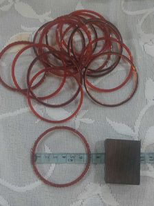 Red Glass Bangles with Golden Accent