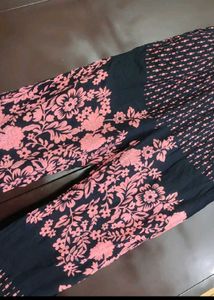 Black Lower Pyjama Pink Floral Print For 30 Waist