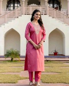 Elegant Pink Kurta Set with Teal Dupatta