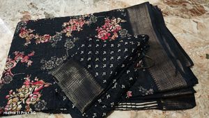 Elegant Black Floral Saree