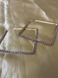 Large Square Rhinestone Hoop Earrings