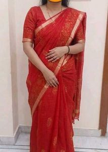 Vibrant Red kota silk Saree