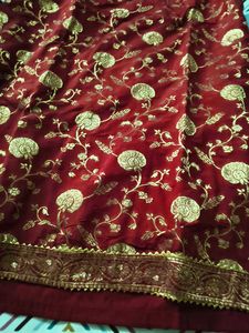 Red &amp; Gold Embroidered Kurta Set From Ishin