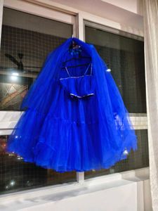 Royal Blue Tulle lehanga choli set