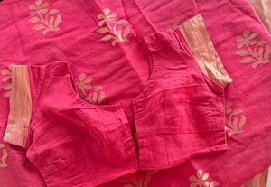 Elegant rose Pink Saree with Golden Motifs