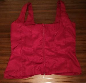 Burgundy Lace-Up Crop Top