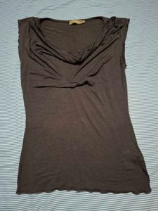 Elegant Brown Cowl Neck Top