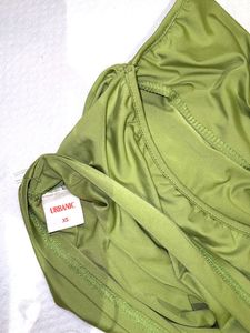 Olive Green Ruched Halter Top
