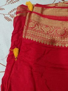 Vibrant Red Banarasi Silk Saree